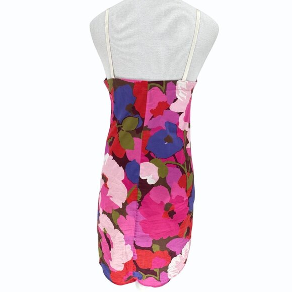 Sara Roka Womens Italy 42/ US 6 Sleeveless Floral Dress Pink Multicolor Shift - Picture 6 of 10